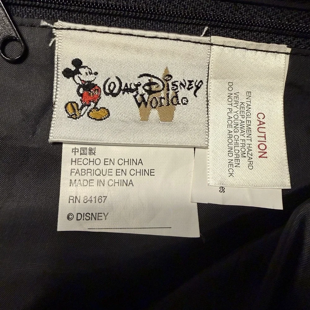 DISNEY WORLD Sling Backpack 2005 Embroidered MICKEY HAPPIEST CELEBRATION Ear Zip